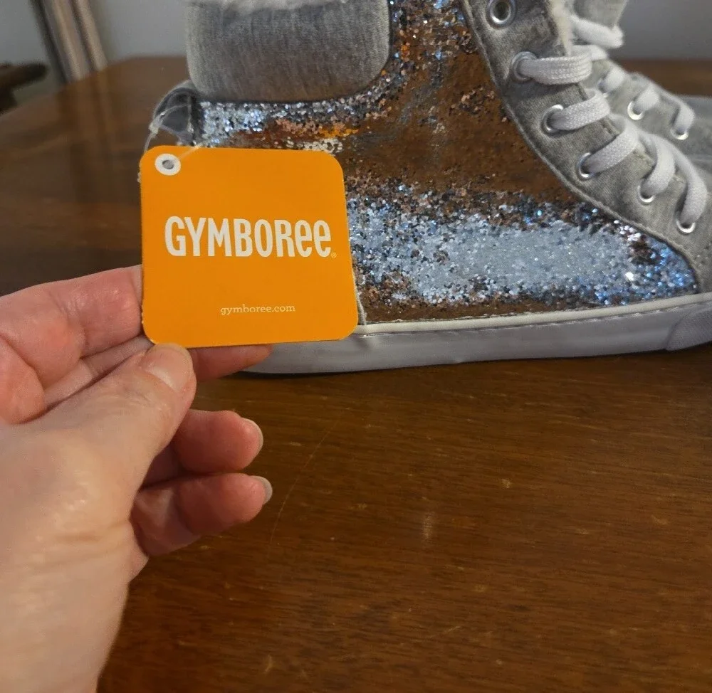 Gymboree Gray High-Top Sneakers with Silver Glitter